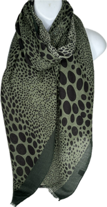 Army green and black dot printed scarf