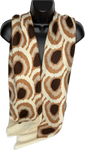 Super soft, wool-mix cream, camel and chocolate abstract print scarf