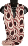 Super soft, wool-mix burgundy, pink and cream abstract print scarf