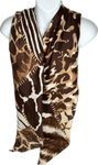 Brown, cream and camel animal print scarf