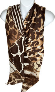 Brown, cream and camel animal print scarf