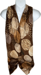 Chocolate, cream and camel circle printed scarf with gold foil spots