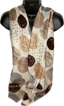 Cream, brown and grey circle printed scarf with gold foil spots