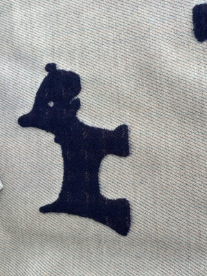 Navy and winter white, reversible embossed scottie dog printed scarf