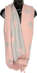 Super soft, cashmere blend, reversible grey and pink star printed scarf