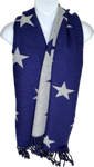Super soft, cashmere blend, reversible grey and navy star printed scarf