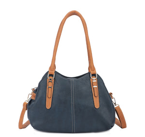 Tan handle handbag - wear on your shoulder or crossbody with strap - made from recycled materials