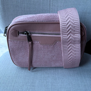 Soft corduroy crossbody camera bag - complete with fully adjustable matching shoulder strap