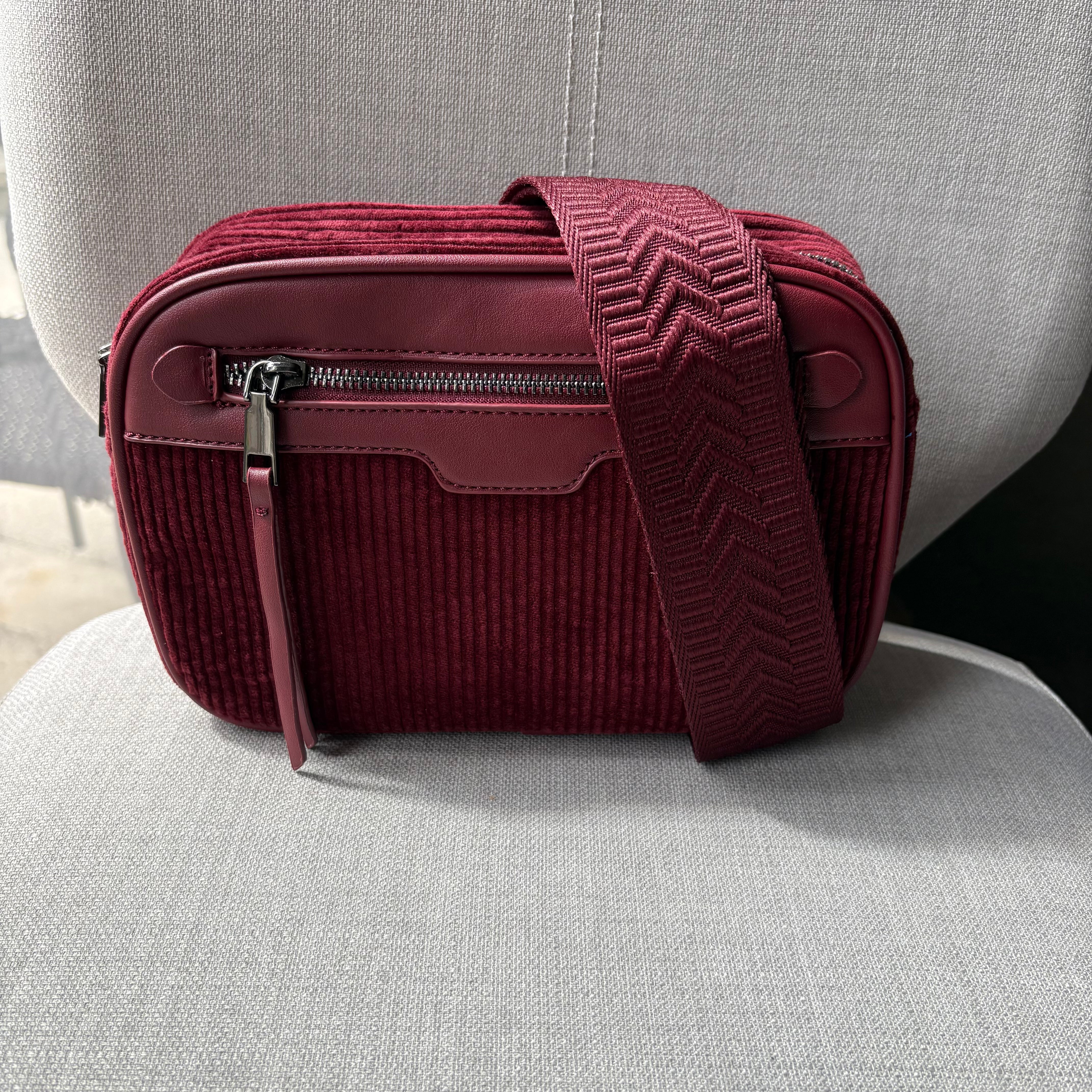 Soft corduroy crossbody camera bag - complete with fully adjustable matching shoulder strap