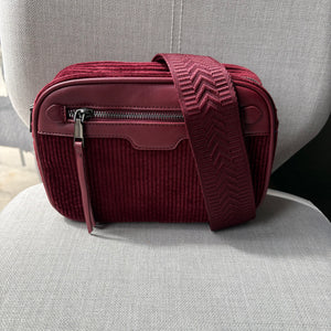 Soft corduroy crossbody camera bag - complete with fully adjustable matching shoulder strap