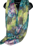 Lime, aqua, mustard and pink abstract printed scarf