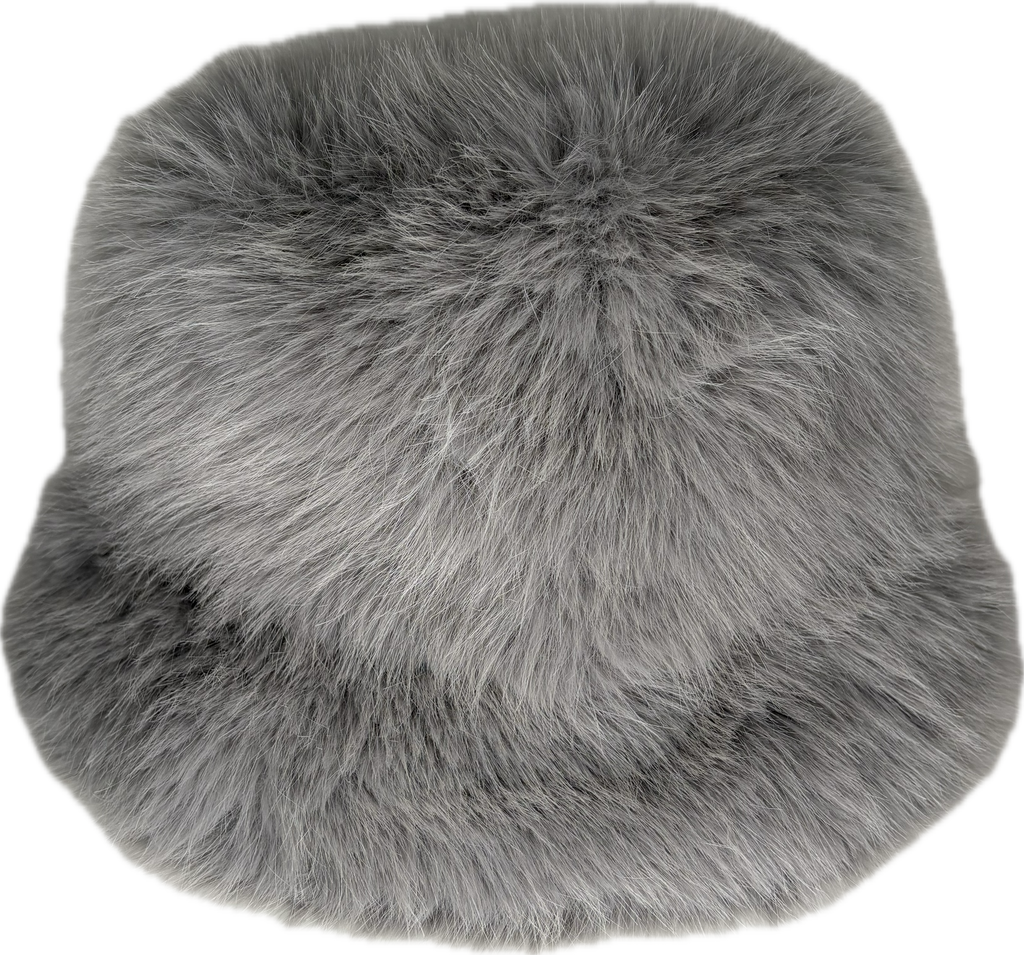 Fur bucket hat in grey
