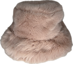 Fur bucket hat in baby pink