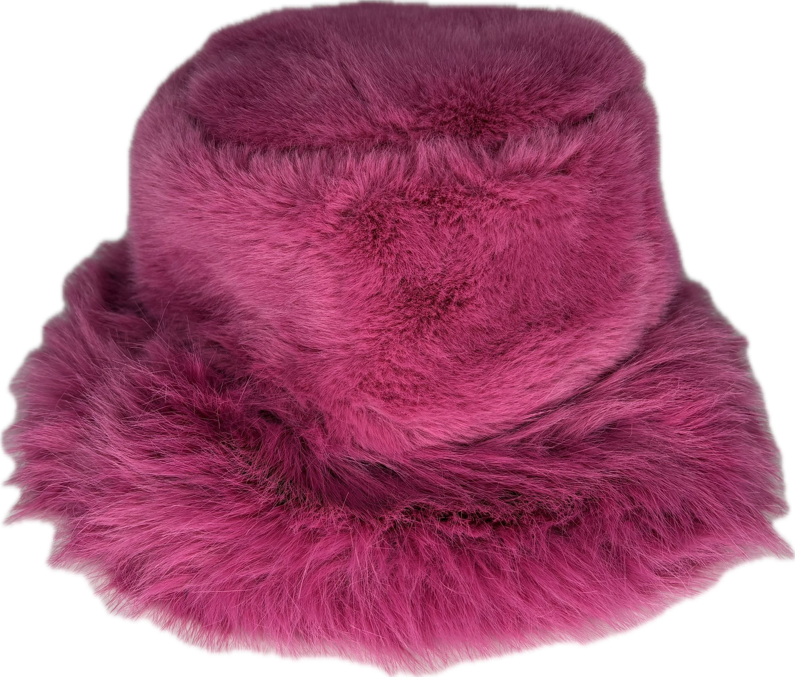 Fur bucket hat in fuchsia