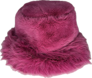 Fur bucket hat in fuchsia