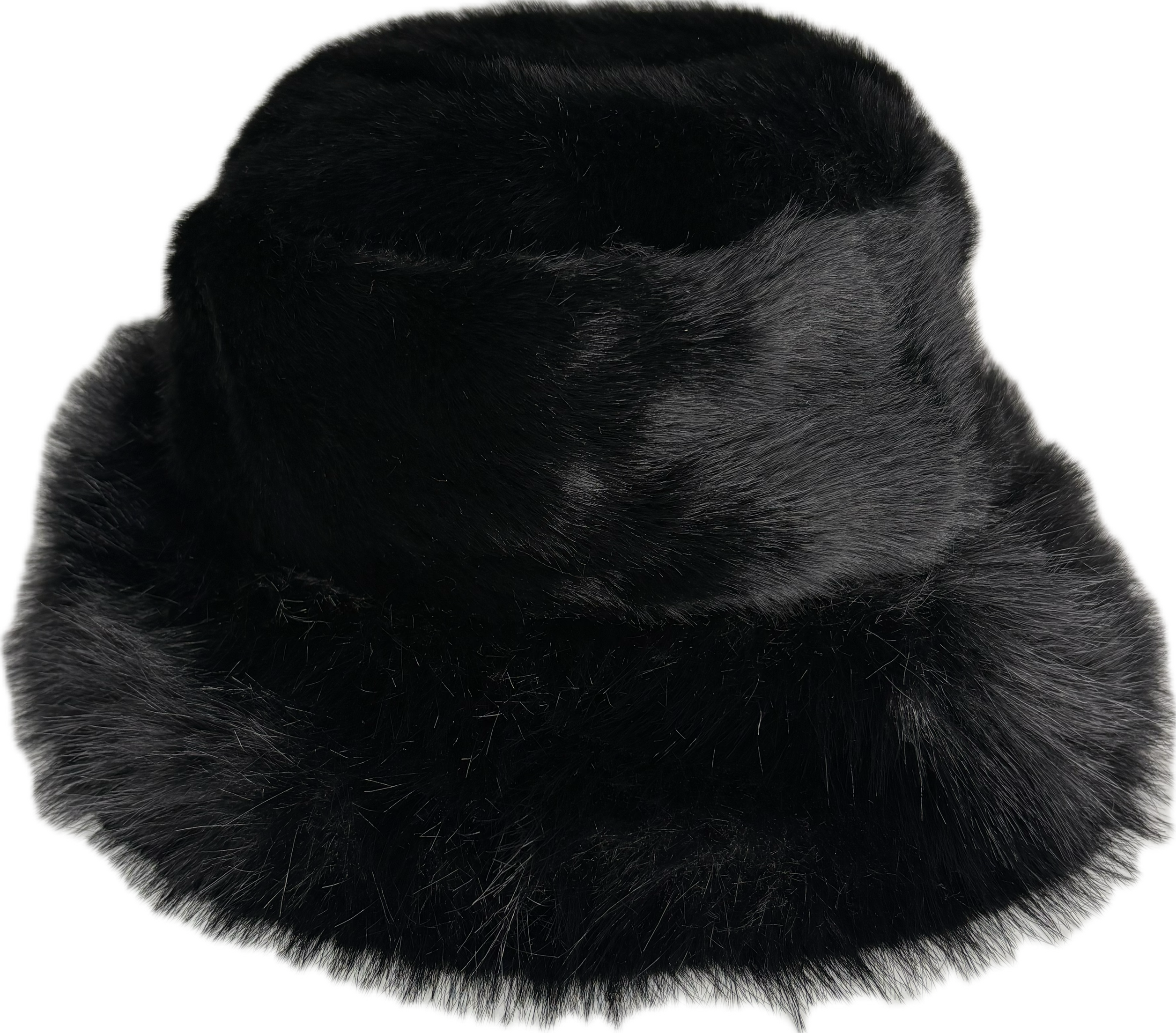 Fur bucket hat in black