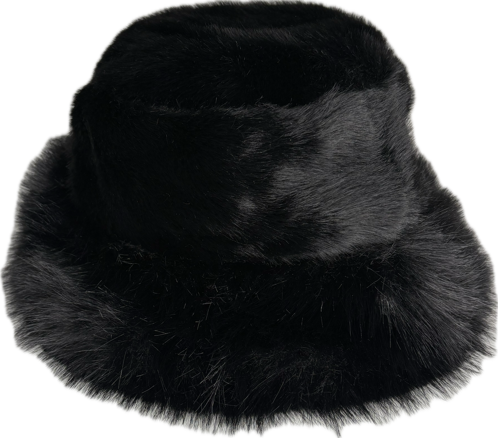 Fur bucket hat in black