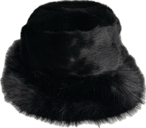 Fur bucket hat in black