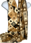 Super soft, wool blend, reversible, chocolate, cream and brown checkered heart print scarf