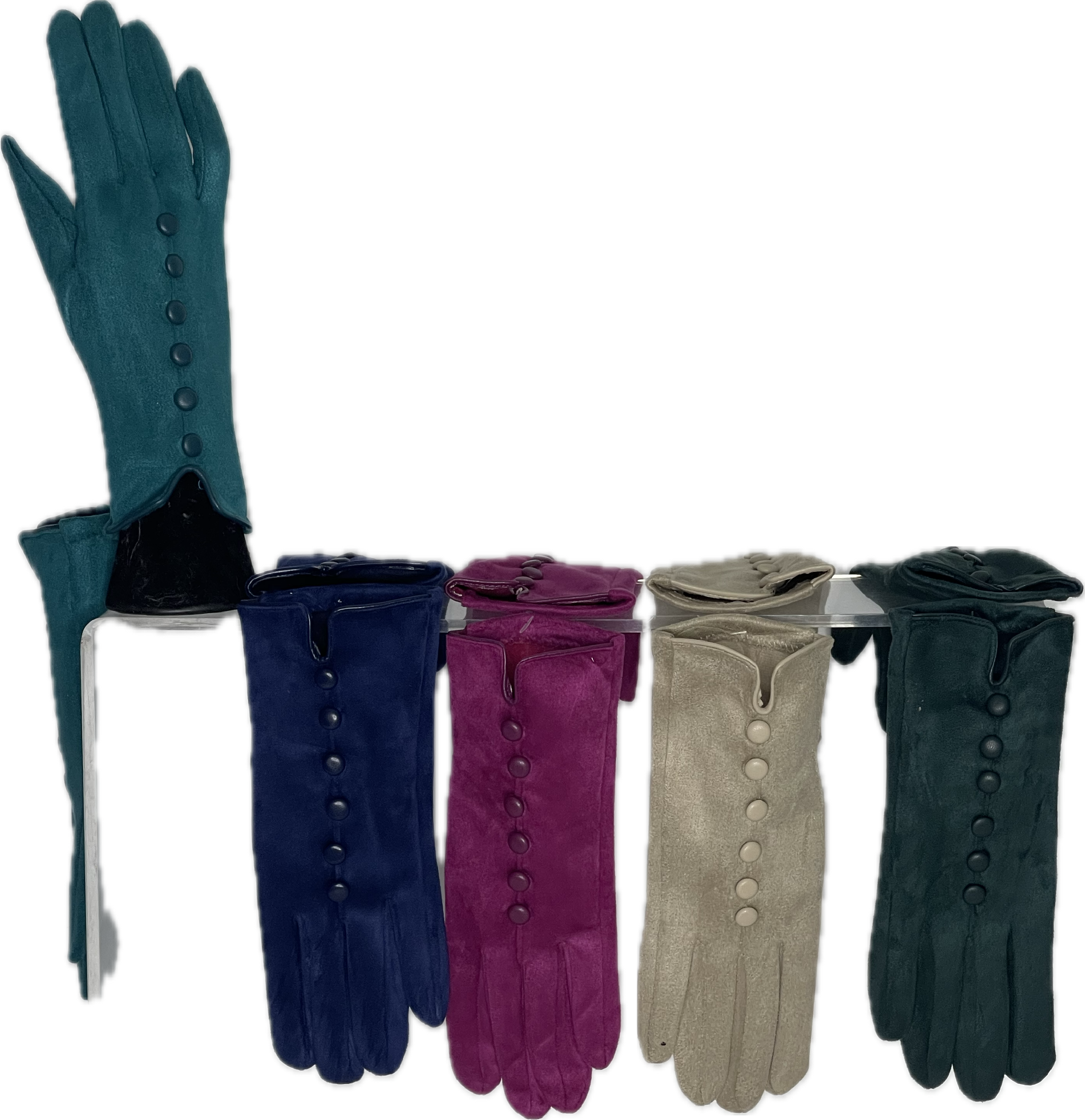 Plain central button detail gloves