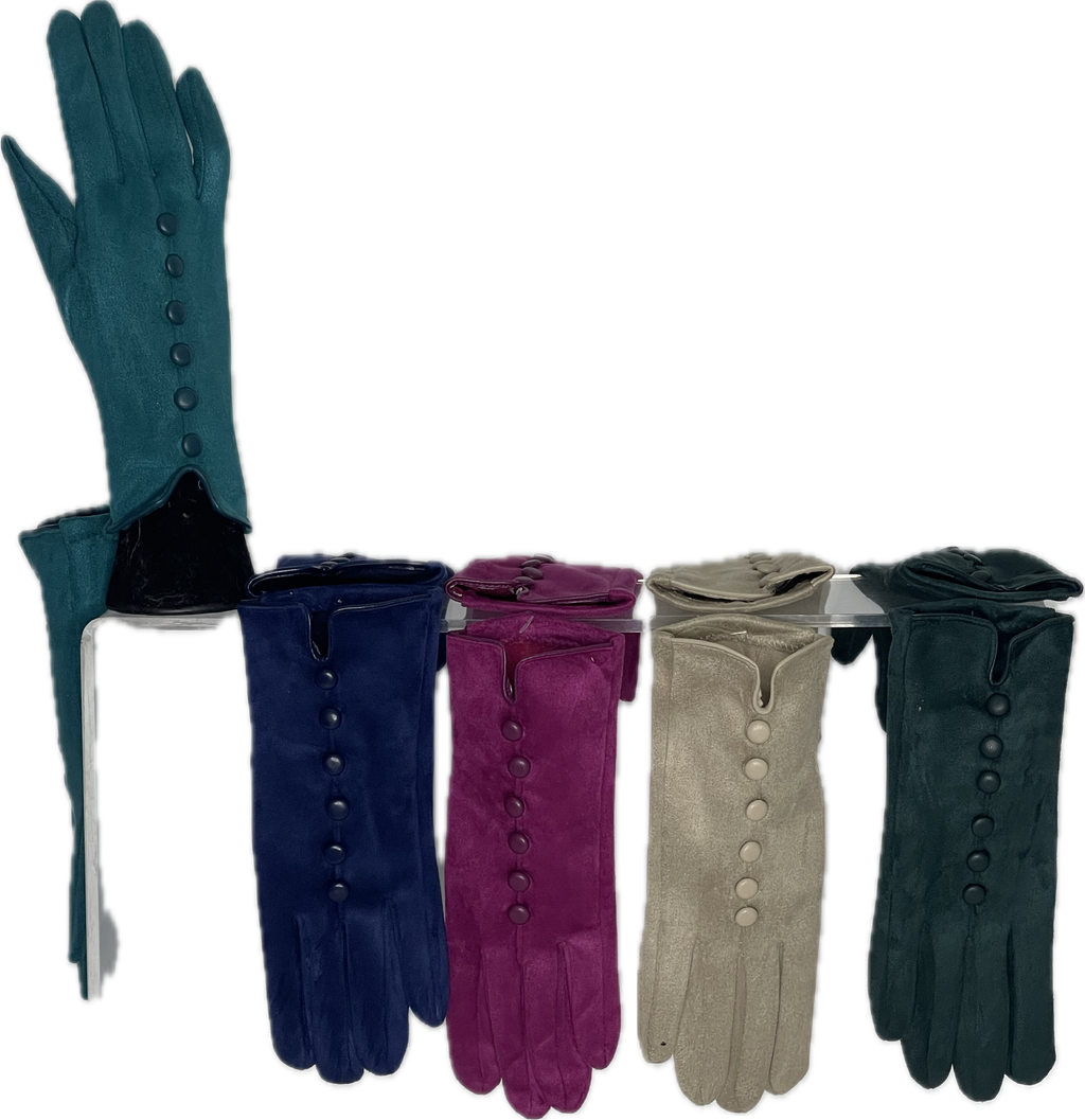 Plain central button detail gloves