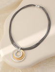 Short silver & gold magnetic necklace, with matte circular pendant