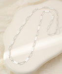 Long silver necklace, with rectangular stations
