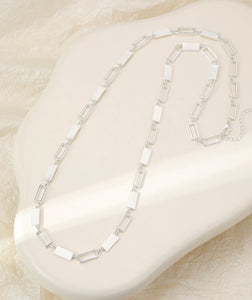 Long silver necklace, with rectangular stations