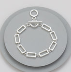T-bar fastening silver bracelet with rectangular links