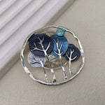 Blue open-tree design magnetic brooch and scarf clip