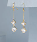 Gold double crystal drop earrings