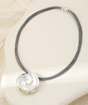 Short magnetic necklace, with silver rose detail pendant