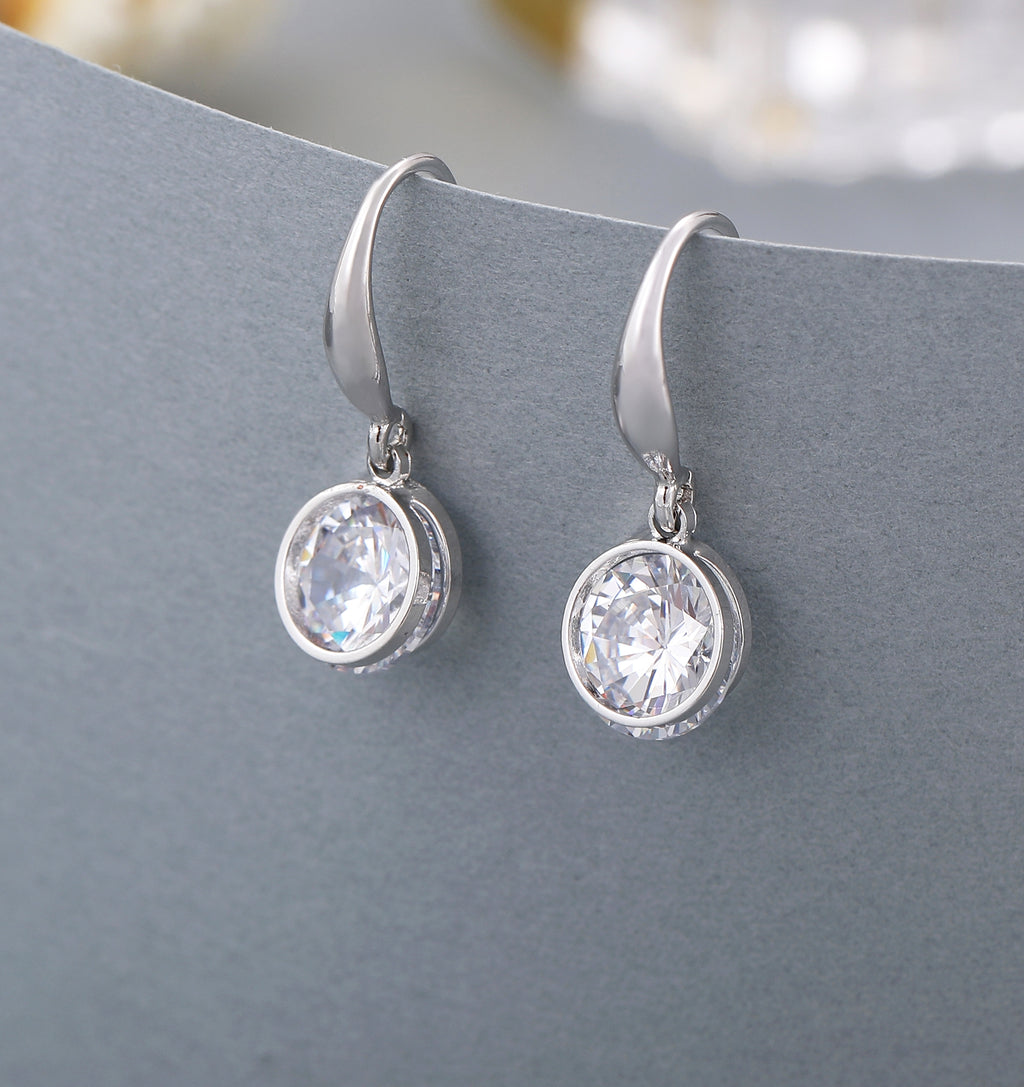 Silver and shiny crystal drop earrings