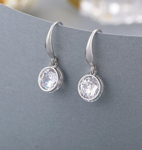 Silver and shiny crystal drop earrings