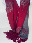 Cashmere-blend, super soft, reversible wine/grey tree of life scarf